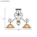 GobekUsa Modern Countryside Style Chandelier Light - White Glass, Black Island Lamp with Flared 2 Heads and Curvy Arm - Ideal for Dining Room