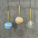 GobekUsa Glass Planet Pendant Light: Modern LED Nordic Hanging Lamp for Living Bedroom Susp...