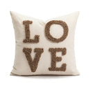 Modern cream brown coffee pillowcase living room textured cushion cover by Decorbites