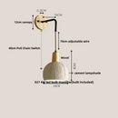 GobekUsa Cement Wood Wall Light Pull Chain Switch Adjustable Socket Nordic Modern Provencal
