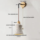 GobekUsa Adjustable Wall Lights Pull Chain Switch Wood Socket Cement Modern Bedside Lamp