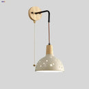 GobekUsa Adjustable Wall Lights Pull Chain Switch Wood Socket Cement Modern Bedside Lamp