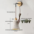 GobekUsa Adjustable Wall Lights Pull Chain Switch Wood Socket Cement Modern Bedside Lamp