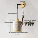 GobekUsa Adjustable Wall Lights Pull Chain Switch Wood Socket Cement Modern Bedside Lamp