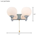 GobekUsa Modern Cream Glass 2-Head Wall Mount Light Fixture with Pull Chain - Chrome Wall Lamp