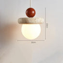 GobekUsa Cream Stone Wood LED Chandelier for Bedroom & Children's Room
