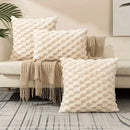 Modern cream textured pom pom decorative pillow covers living room by Decorbites