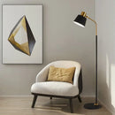 GobekUsa Small Barrel Black Floor Lamp with Modernist Metallic Stand – Ideal for Bedroom Lighting