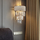 GobekUsa Modern Indoor Wall Lamp with 2-Head Wall Lighting, Grey Finish, and Crystal Prism Shade