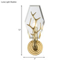 GobekUsa Modern Crystal Hexagon Sconce Light Fixture: Gold Wall-Mount Lamp with Antler Deco