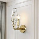 GobekUsa Modern Crystal Hexagon Sconce Light Fixture: Gold Wall-Mount Lamp with Antler Deco