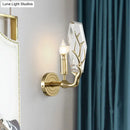 GobekUsa Modern Crystal Hexagon Sconce Light Fixture: Gold Wall-Mount Lamp with Antler Deco