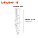 GobekUsa Crystal Ball Nordic LED Chandelier - Modern Staircase Decorative Lighting
