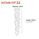 GobekUsa Crystal Ball Nordic LED Chandelier - Modern Staircase Decorative Lighting