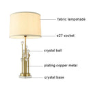 GobekUsa Crystal Bedside Lamp: Modern Nordic Design, Fabric Lampshade for Living Room & Bedroom
