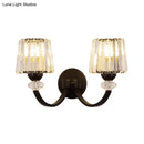 GobekUsa Modern Crystal Wall Lamp: Clear Barrel with Curved Arm in Black/Gold - 1/2-Light Wall Mounted Lighting