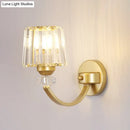 GobekUsa Modern Crystal Wall Lamp: Clear Barrel with Curved Arm in Black/Gold - 1/2-Light Wall Mounted Lighting
