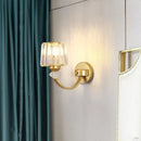 GobekUsa Modern Crystal Wall Lamp: Clear Barrel with Curved Arm in Black/Gold - 1/2-Light Wall Mounted Lighting