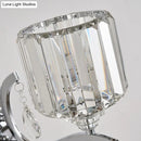 GobekUsa Modern Crystal Block Cylinder Wall Sconce in Chrome - Bedroom Wall Light Fixture