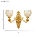 GobekUsa Modern Beveled Crystal Dome Sconce Light Fixture: Gold 1/2-Bulb Wall Lamp for the Bedroom