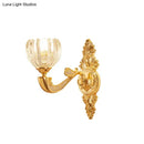 GobekUsa Modern Beveled Crystal Dome Sconce Light Fixture: Gold 1/2-Bulb Wall Lamp for the Bedroom