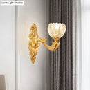 GobekUsa Modern Beveled Crystal Dome Sconce Light Fixture: Gold 1/2-Bulb Wall Lamp for the Bedroom