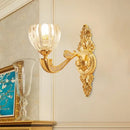 GobekUsa Modern Beveled Crystal Dome Sconce Light Fixture: Gold 1/2-Bulb Wall Lamp for the Bedroom