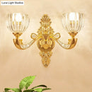 GobekUsa Modern Beveled Crystal Dome Sconce Light Fixture: Gold 1/2-Bulb Wall Lamp for the Bedroom