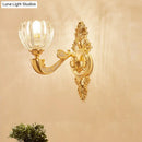 GobekUsa Modern Beveled Crystal Dome Sconce Light Fixture: Gold 1/2-Bulb Wall Lamp for the Bedroom