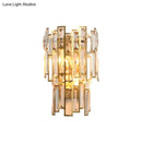 GobekUsa Modern Crystal Block Wall Light with Golden Metal Frame - Flush Mount Sconce Lighting (2 Bulbs)