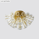 GobekUsa Modern Crystal Bouquet Semi Flush Mount Ceiling Lamp - Gold, 3/5 Lights - Bedroom Lighting