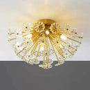 GobekUsa Modern Crystal Bouquet Semi Flush Mount Ceiling Lamp - Gold, 3/5 Lights - Bedroom Lighting