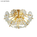 GobekUsa Modern Crystal Bouquet Semi Flush Mount Ceiling Lamp - Gold, 3/5 Lights - Bedroom Lighting
