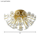 GobekUsa Modern Crystal Bouquet Semi Flush Mount Ceiling Lamp - Gold, 3/5 Lights - Bedroom Lighting