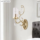 GobekUsa Modern Crystal Brass Sconce Wall Light with Clear Glass Cylinder Shade