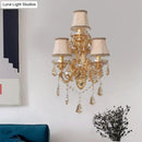 GobekUsa Modern Crystal Candelabra Wall Mount Light with 3 Gold Lights - Living Room Sconce