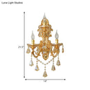 GobekUsa Modern Crystal Candelabra Wall Mount Light with 3 Gold Lights - Living Room Sconce