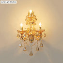 GobekUsa Modern Crystal Candelabra Wall Mount Light with 3 Gold Lights - Living Room Sconce