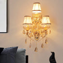 GobekUsa Modern Crystal Candelabra Wall Mount Light with 3 Gold Lights - Living Room Sconce