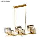 GobekUsa Modern Crystal Chandelier with 6 Gold Heads - Island Light Fixture