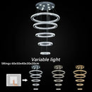 GobekUsa Crystal Chrome LED Pendant Light Rings Chandelier for Living Room Bedroom