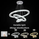 GobekUsa Crystal Chrome LED Pendant Light Rings Chandelier for Living Room Bedroom