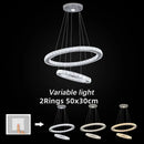 GobekUsa Crystal Chrome LED Pendant Light Rings Chandelier for Living Room Bedroom