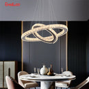 GobekUsa Crystal Chrome LED Pendant Light Rings Chandelier for Living Room Bedroom