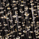 GobekUsa Crystal Column Chandelier: Modern Square Base Hanging Lamp for Living Room, Stair Loft