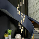 GobekUsa Crystal Columnar Chandelier Stair Light for Home, Restaurant, Bar, and Villa