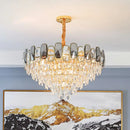 GobekUsa Modern Crystal Cone Chandelier for Clear Living Room Suspension Lighting