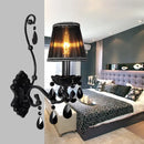 GobekUsa Modern Crystal Sconce in Polished Black: 1/2-Light Cone Wall Mount with Optional Shade for Living Room