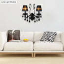 GobekUsa Modern Crystal Sconce in Polished Black: 1/2-Light Cone Wall Mount with Optional Shade for Living Room