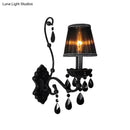 GobekUsa Modern Crystal Sconce in Polished Black: 1/2-Light Cone Wall Mount with Optional Shade for Living Room